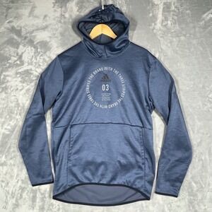 Adidas Mens Climawarm Hoodie Navy Blue Heather Training Sweatshirt Size M